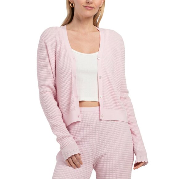 THEORY Soft Pink Lace Trim Cardigan - Picture 1 of 2